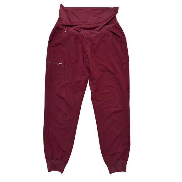 Figs Zamora Maternity Jogger Scrub Pants BURGUNDY Large - Picture 1 of 5